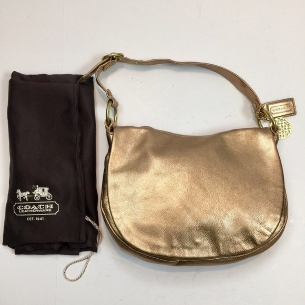 Coach Gold Metallic Shoulder Bag Purse